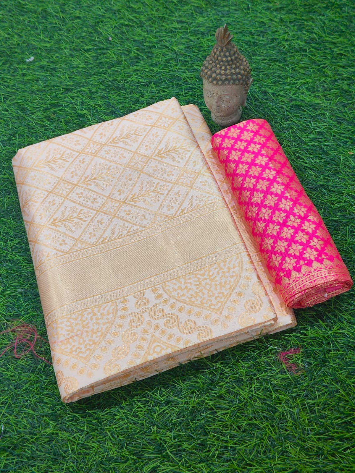 Ddf Cream Soft Lichi Silk Banarasi Saree catalog